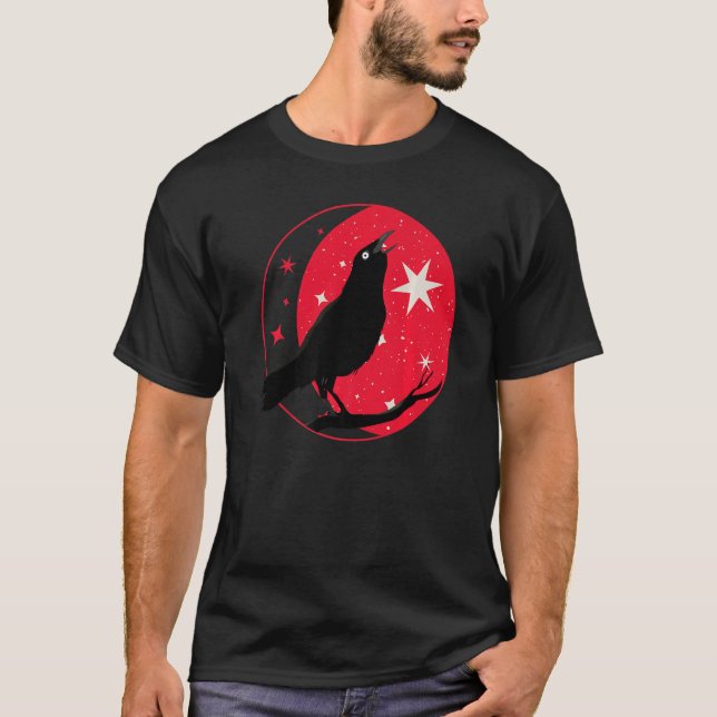 Den vackra svarta Kråkan Raven Bird Watch Birds Si T Shirt (Framsida)