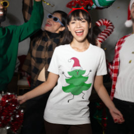 Den vackra Tecknaden Julgran, Santa Hat och Ansikt T Shirt