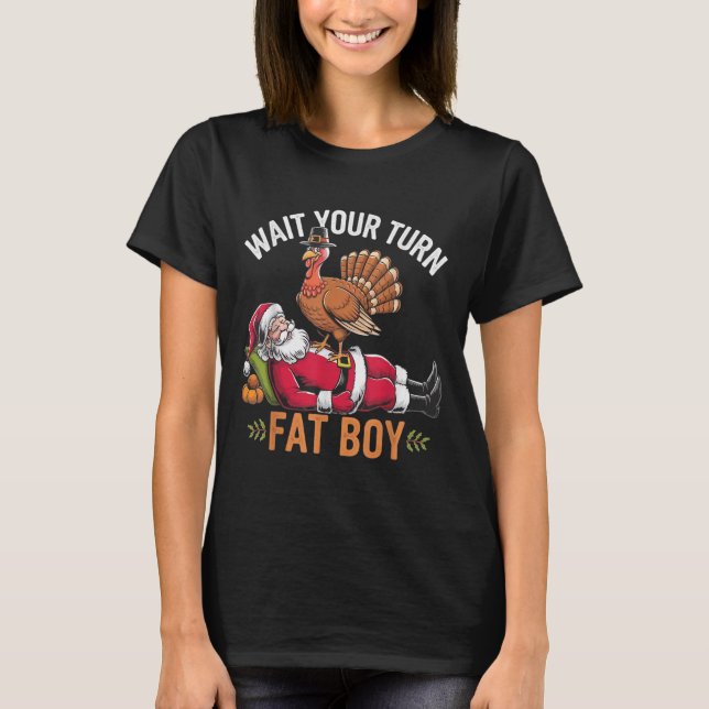 Den vackra Thanksgivingen Jul Turkiet Vs Santa For T Shirt (Framsida)