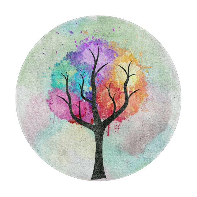 Den vackra Träd Pastel Färg Abstrakt Oljemålning (Framsidan)