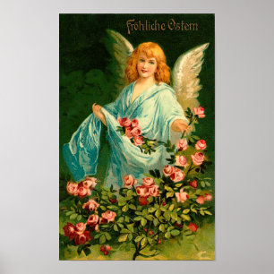 Den vackra tyska Vintagen Påsk Angel Poster