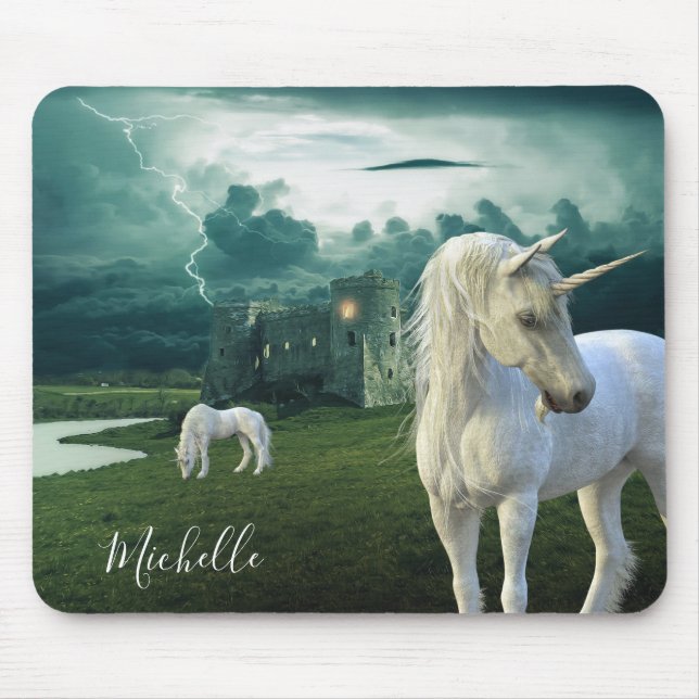 Den vackra Unicorn Castle Fantasy-Personligen Musmatta (Framsidan)
