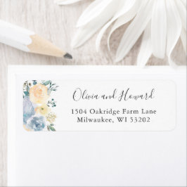 Den vackra Vanilla Blue-Blommigtens Returadress Returadress Etikett