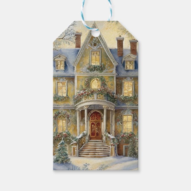 Den vackra Victorian-julen Presentetikett (Framsidan)