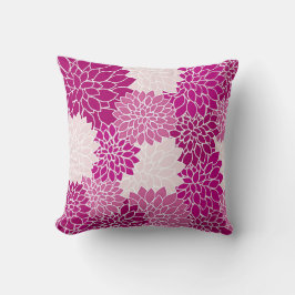 Den vackra Vintage Magentan Dahlias Mönster Pillow Kudde
