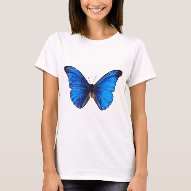 Den vackra vintagen av Blue Monrach-fjäril T-shirt (Framsida)