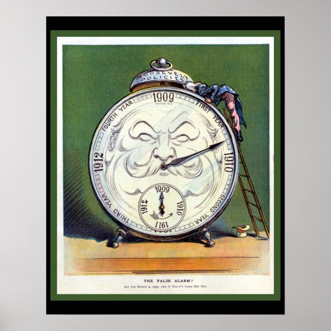 Den vackra Vintagen Clock Poster 1909 Politik Humo (Framsidan)