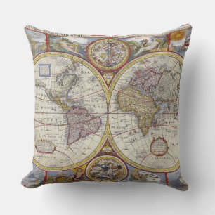 Den vackra Vintagen i den gamla världen Maps Antiq Kudde