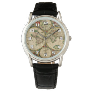 Den vackra Vintagens gamla världskarta Armbandsur