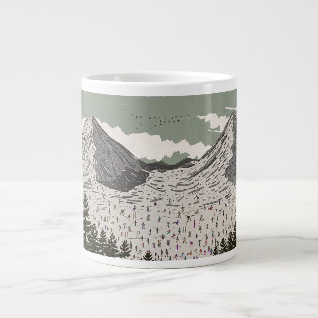 Den vackra vintersvinsköjdlandsbilden jumbo mugg (Framsidan)