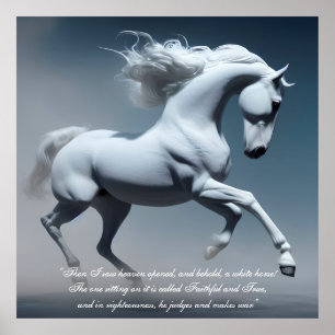 Den vackra, vita horan White Messiah Horse Art Poster