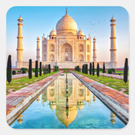 Den vackra vita marble Taj Mahal i Indien Fyrkantigt Klistermärke