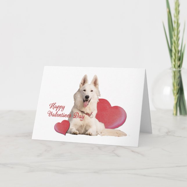 Den vackra, vita tyska Shepherd Valentine-dagen Kort (Framsida)