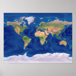 Den vackra World Relief Karta Poster