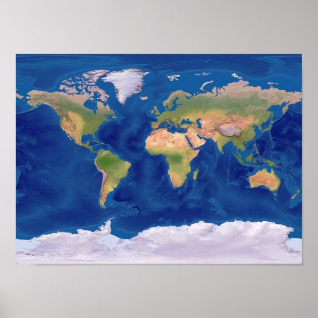 Den vackra World Relief Karta Poster (Framsidan)