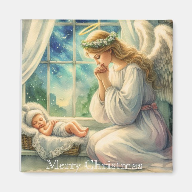 Den väktare ängeln ber av babyens vagga magnet (Framsidan)