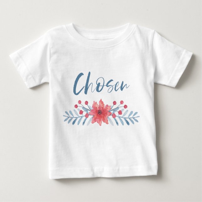 Den valda blått och rosan blommar ungeadoption t shirt (Framsida)
