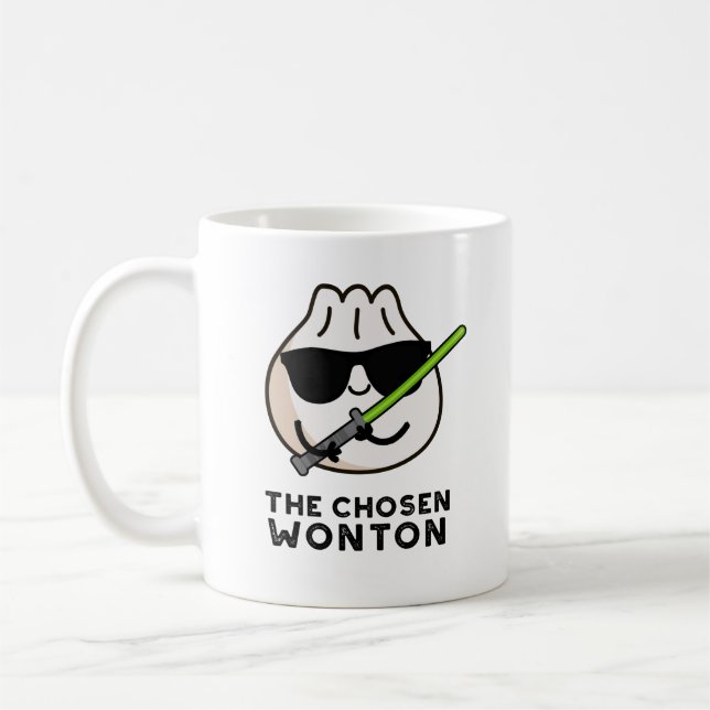 Den valda Wonton Funny Food Pun Kaffemugg (Vänster)