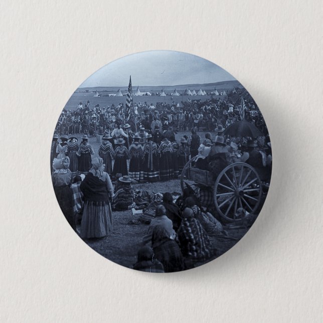 Den väljande dansen av blackfeetna knapp (Framsida)