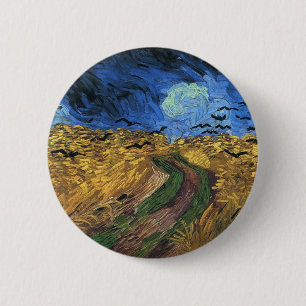Den Van Gogh wheatfielden med kråkor knäppas Knapp