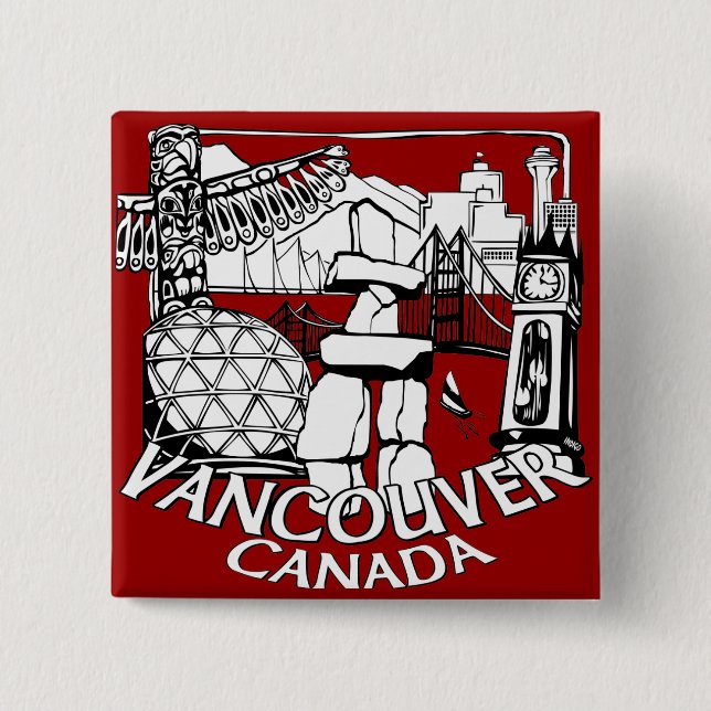 Den Vancouver Kanada souvenir knäppas den Gastown Knapp (Framsida)