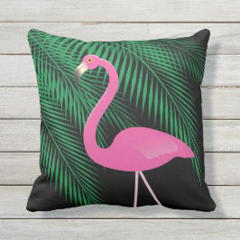 Den vändbara rosa och svart flamingoen kudder 2 utomhuskudde