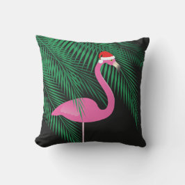 Den vändbara rosa och svart Santa flamingoen Kudde