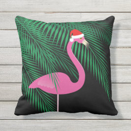 Den vändbara rosa och svart Santa flamingoen Kudde
