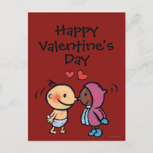 Den vänliga eskimånäsan kysser ungar helg vykort (Framsida)