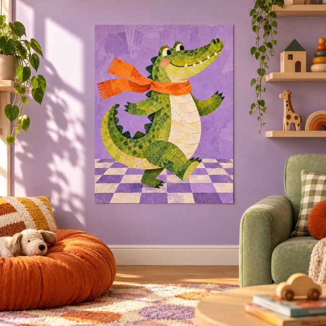Den Vänliga Krokodilkonsttryck Poster (Unframed paper art print. All texture effects are printed. Room styling props are not included.)