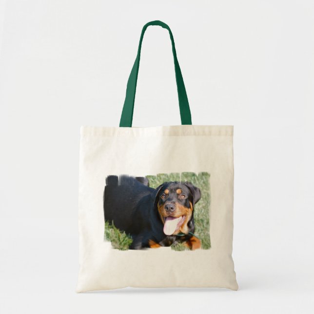 Den vänliga Rottweiler totot hänger lös Tygkasse (Framsidan)