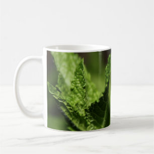Den vänsterhänta minten fotograferar muggen kaffemugg