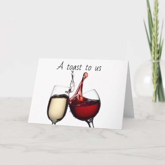 DEN **VÅR FÖRSTA ÅRSDAGS** TOASTING OSS KORT (Framsida)