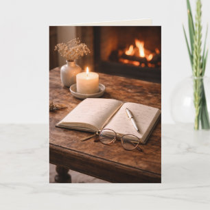 Den varma glansen av ensamhet Fireside Still Life Kort