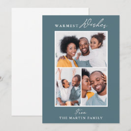 Den varmaste Önskemål Blue Three Photo Collage Julkort