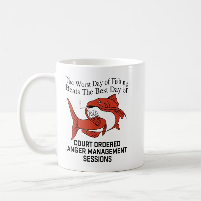 den värsta fiskedagen slår den bästa dagen av canc kaffemugg (Vänster)