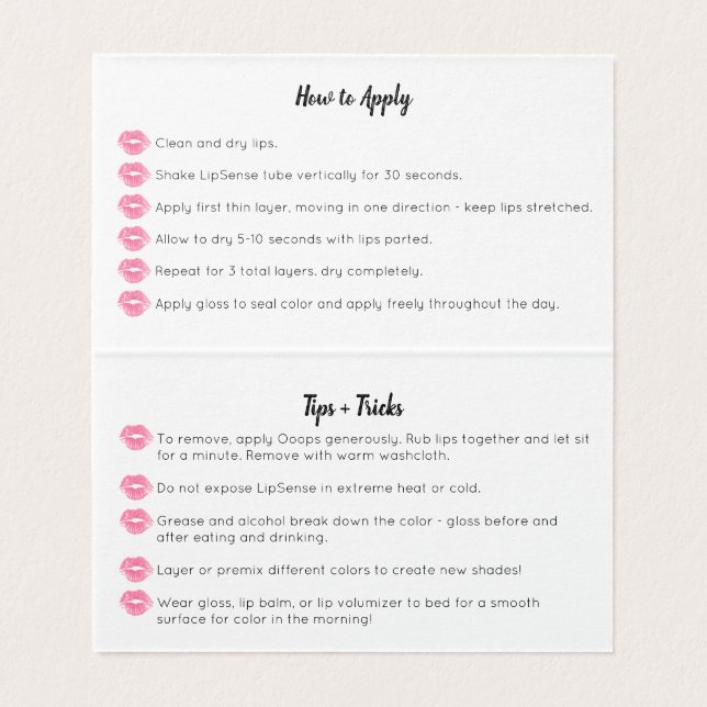 Den vattenfärgLippies visitkorten - spetsar och Visitkort (Insida ovikt)