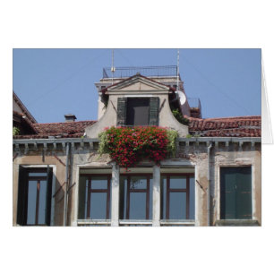 Den Venedig fönsterblomman boxas det tomma kortet Hälsningskort