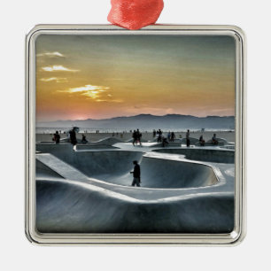 Den Venedig strandskateboarden parkerar Julgransprydnad Metall