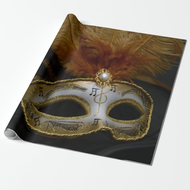 Den Venetian guld- karnevalet maskerar maskeraden Presentpapper (Utrullad)
