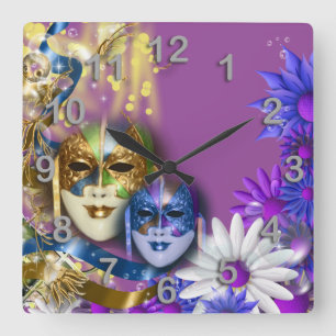 Den Venetian maskeradquinceaneraen maskerar Fyrkantig Klocka