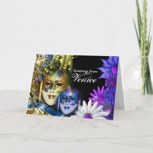 Den Venetian maskeradquinceaneraen maskerar Inbjudan (Framsida)