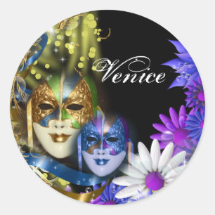 Den Venetian maskeradquinceaneraen maskerar Runt Klistermärke