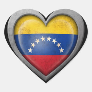 Den venezuelanska hjärtaflagga med metall hjärtformat klistermärke