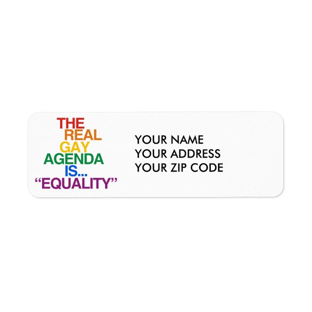 DEN VERKLIGA GAY AGENDA RETURADRESS ETIKETT (Framsidan)