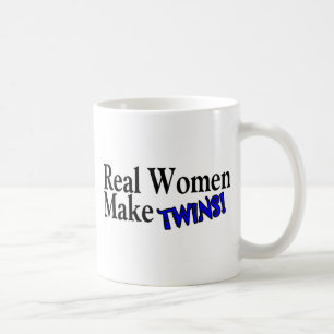 Den verkliga kvinnan gör twillingar (blått) kaffemugg