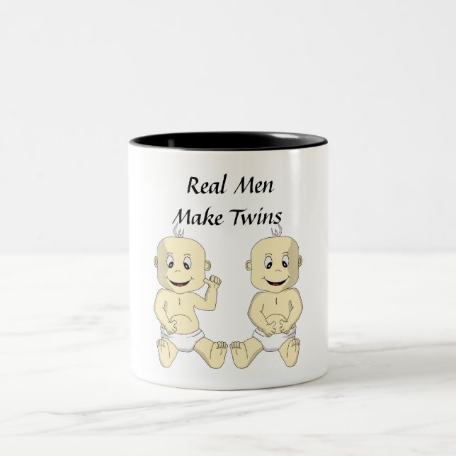 Den verkliga manar gör twillingar kaffemuggen Två-Tonad mugg (Center)