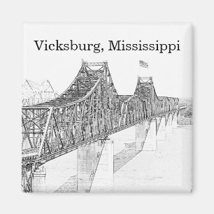 Den Vicksburg ms-floden överbryggar svart, & vit Magnet