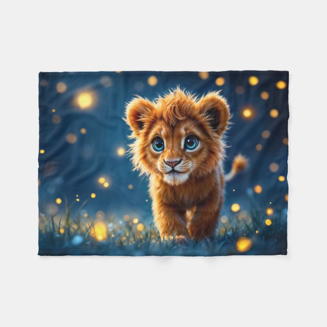 Den vidriga gyllene lejona unge i en drömliknande  fleecefilt (Framsidan (Horisontell))