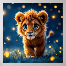 Den vidriga gyllene lejona unge i en drömliknande  poster